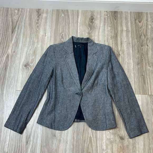 Anne Klein blue linen blend blue one button blazer size 6 - Picture 1 of 6